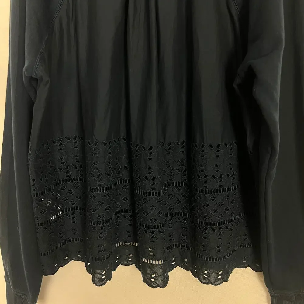 J. Crew Pullover Blue Eyelet Sweater Size Large